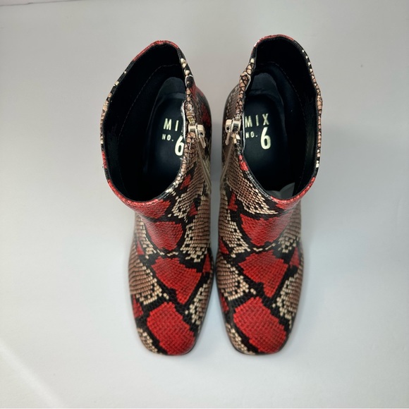 Mix No. 6 Phaux Leather Snakeskin Print Heeled Ankle Boots - Picture 6 of 9